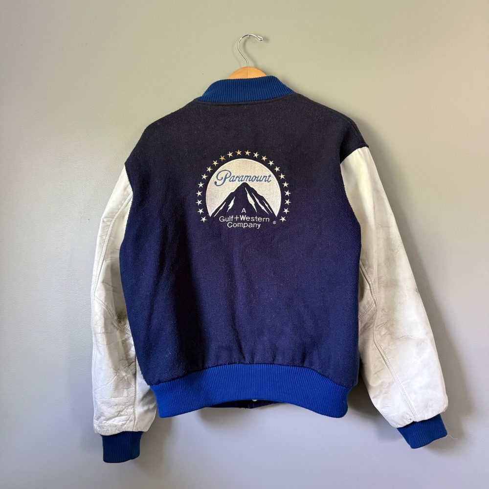 Vintage Paramount Pictures Varsity Jacket Large Wool Leather Movie Promo 80s 90s